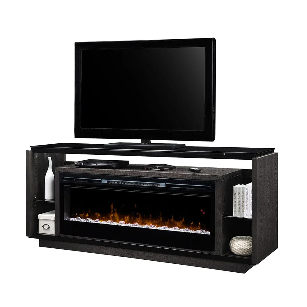 David Electric Fireplace Media Console w/ Acrylic Ice in Smoke