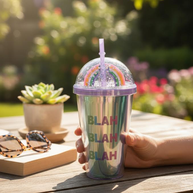 Blah Blah Blah 450ml Double Wall Cup Multicoloured