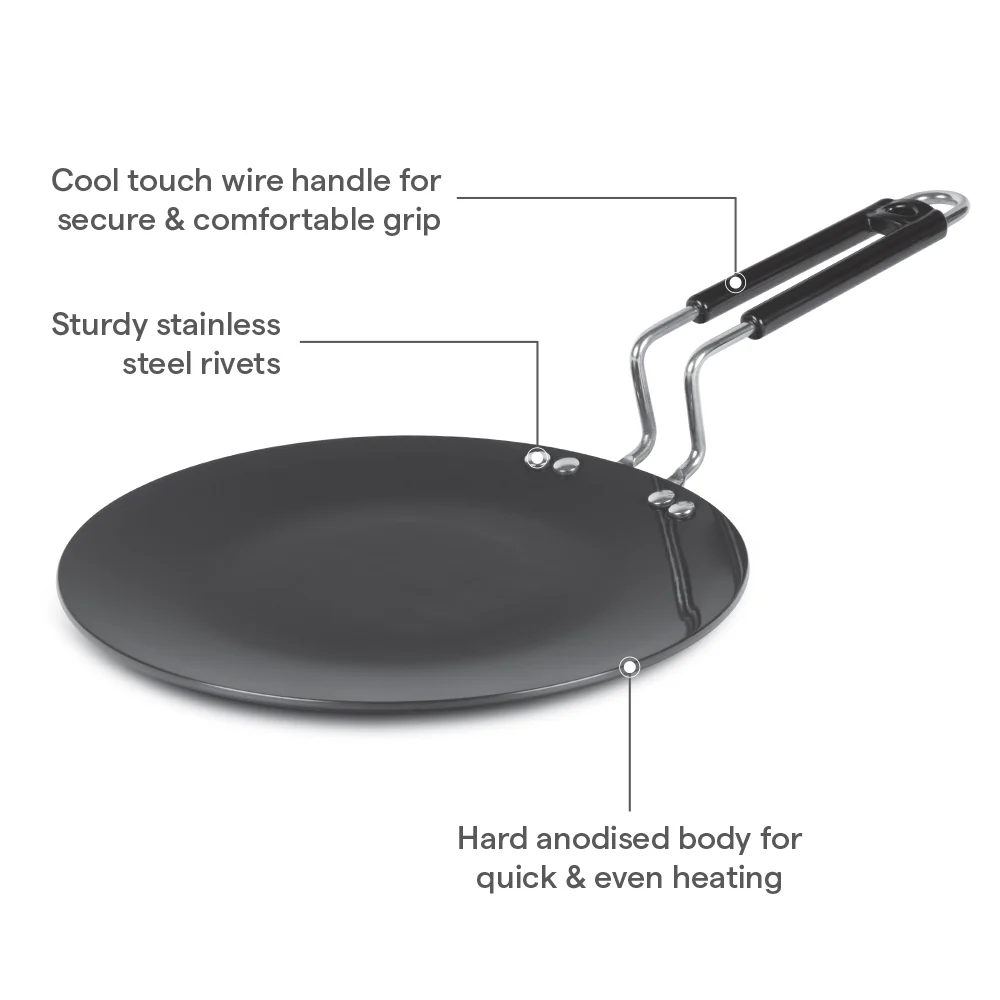 Hard Anodized Induction Base Concave Tawa, 25 cm