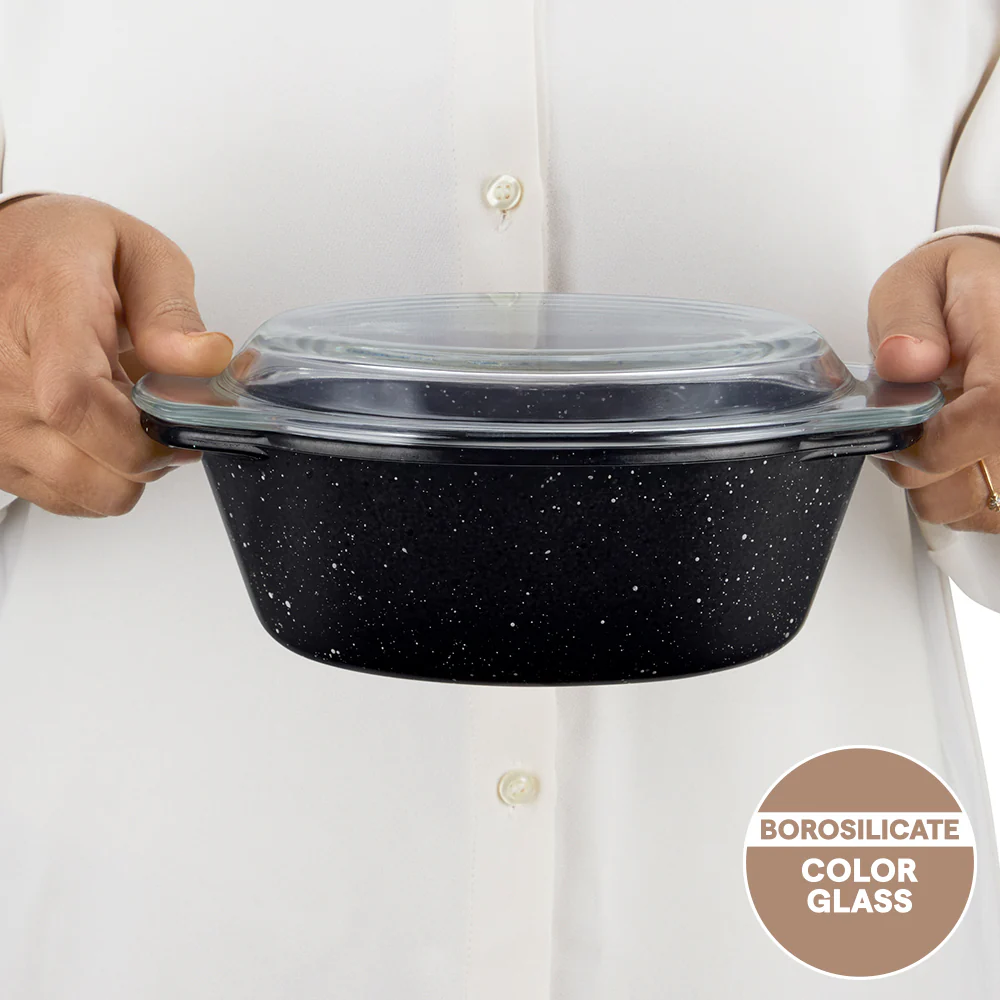 Colors Pebble Black Casserole with Lid