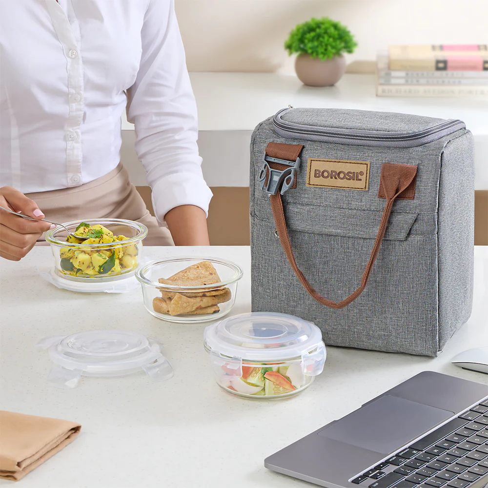 Borosil Pro Lunch Box Set, 400ml x 3 (+) 550ml x 1