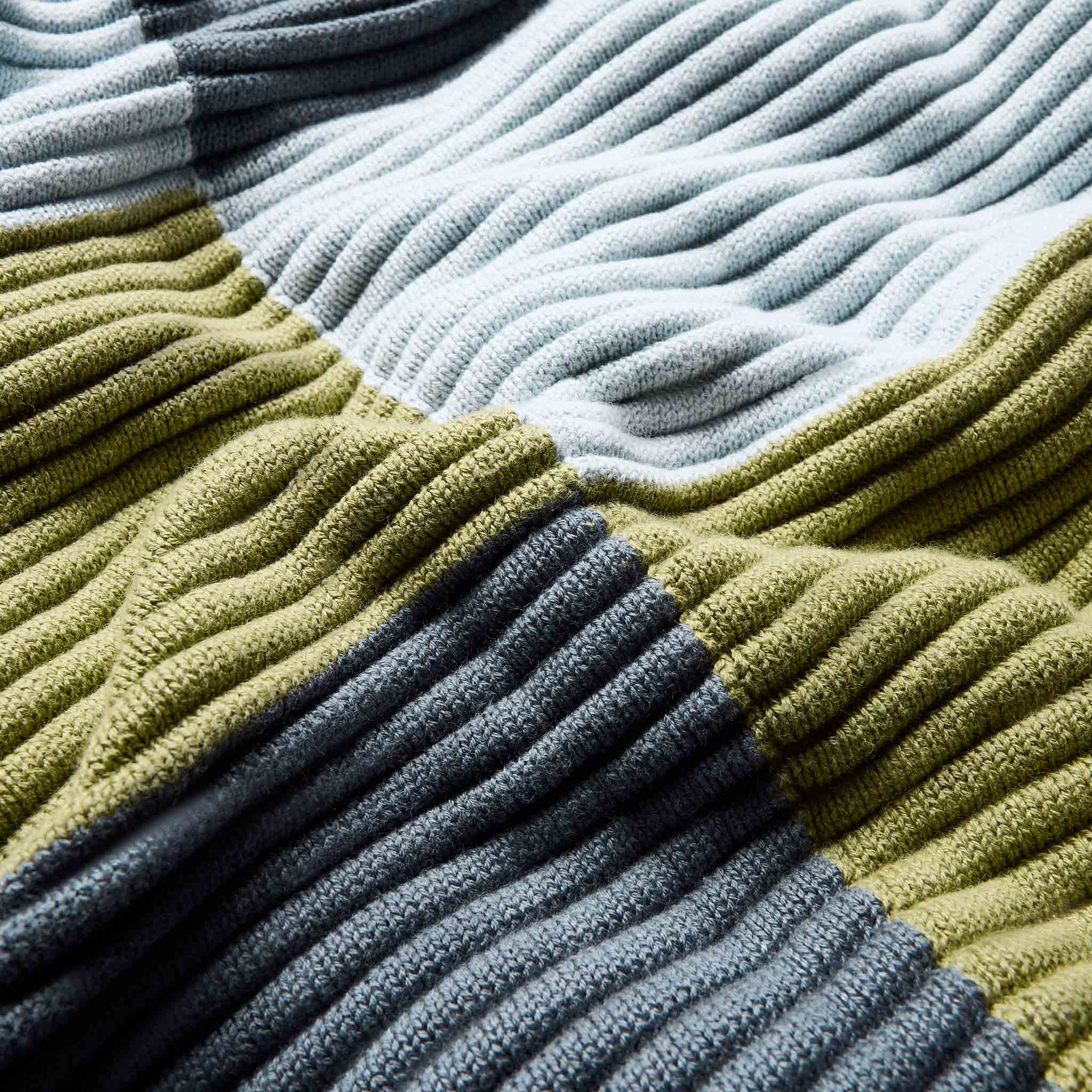 Colorblock Rib Knit Throw Blanket