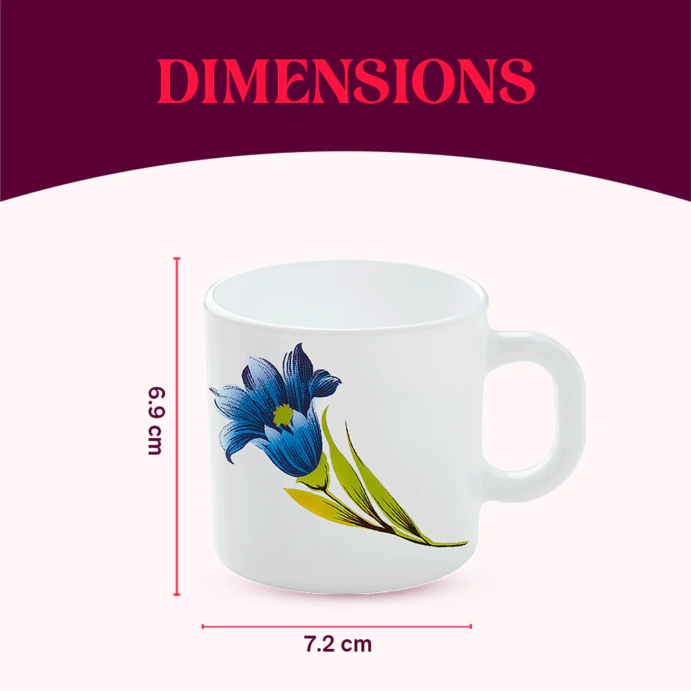 Larah by Borosil Nina Mug Set, 180ml x 6