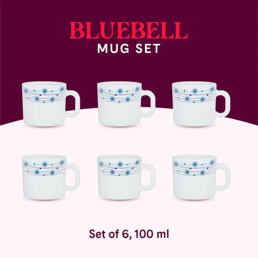 Larah by Borosil Bluebell Mug Set, 240ml x 2