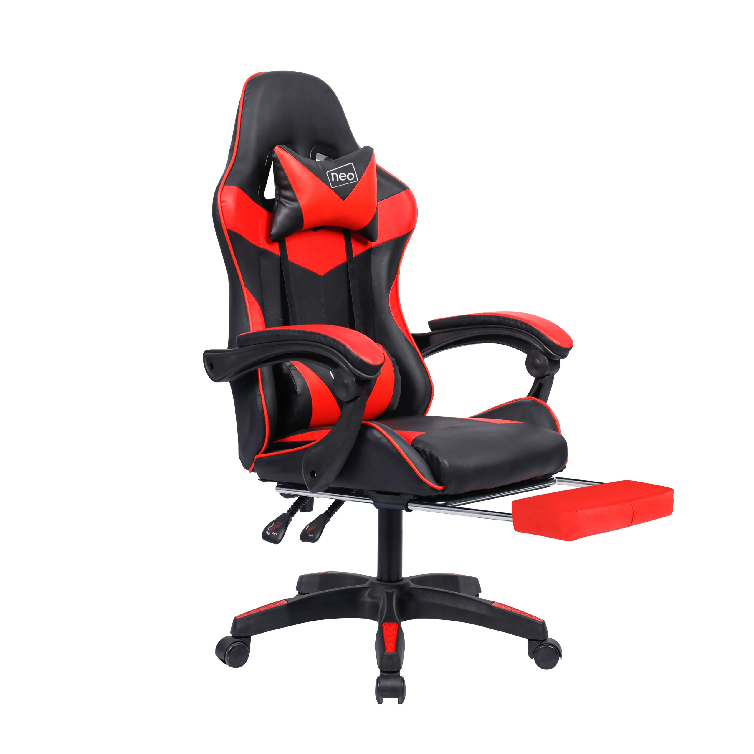 Neo Gaming Chair Red & Black PU Leather With Footrest