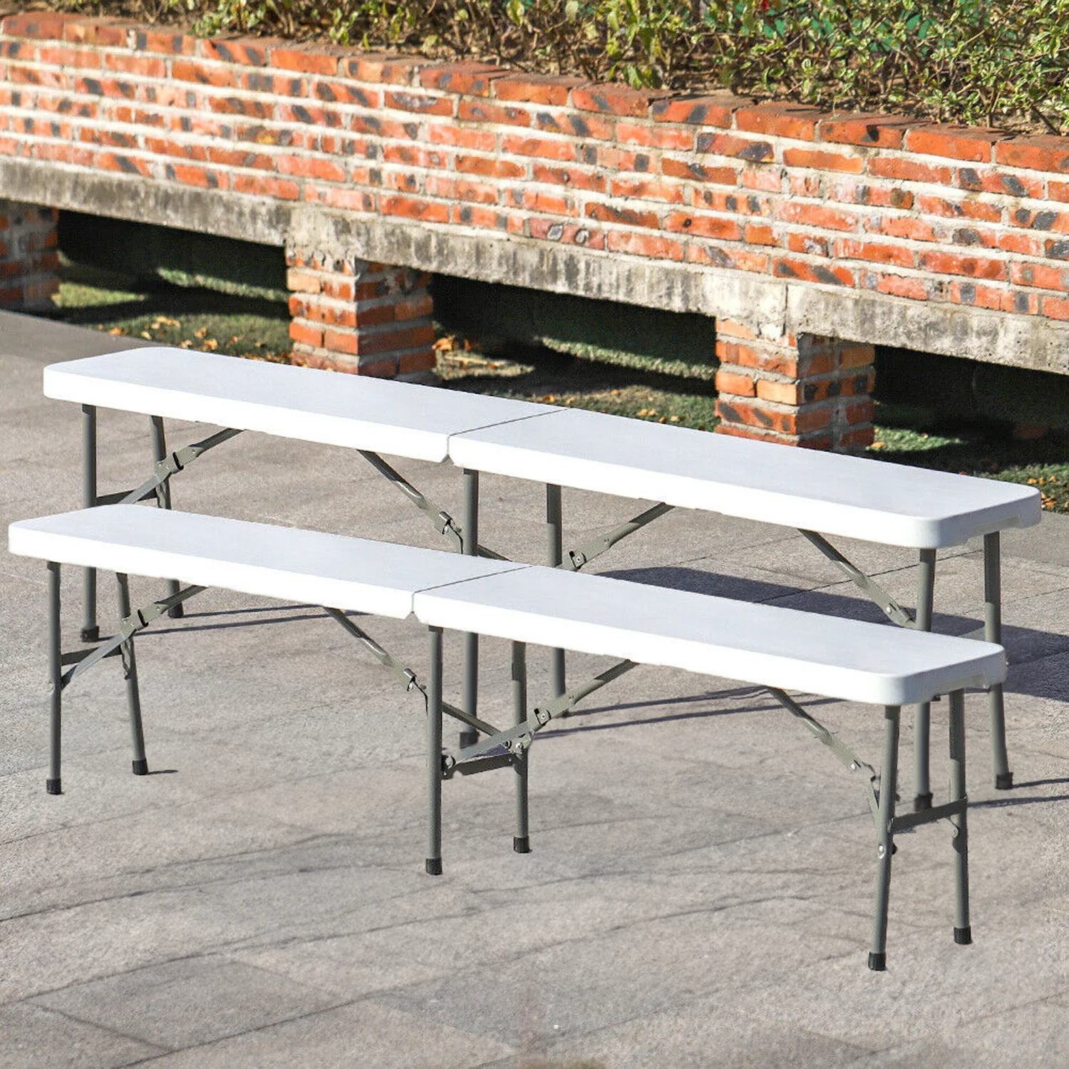 Neo Set Of Two Garden Plastic Folding Benches