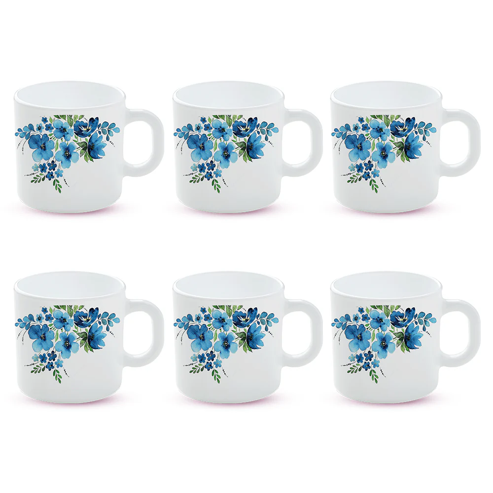 Larah by Borosil Pansy Mug Set, 100ml x 6