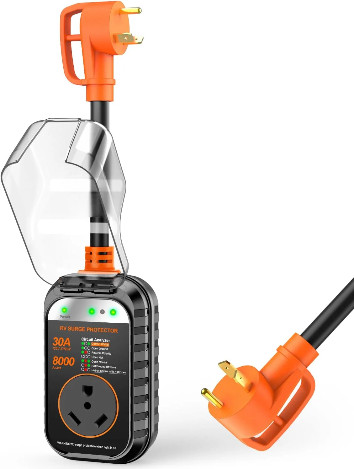 50 Amp RV Surge Protector with Circuit Analyzer and 9500 Joules Protection, Includes Adapter Plug