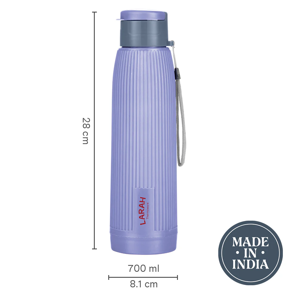 Larah Lava Fluted PU Thermoware Bottle, 700 ml, Violet
