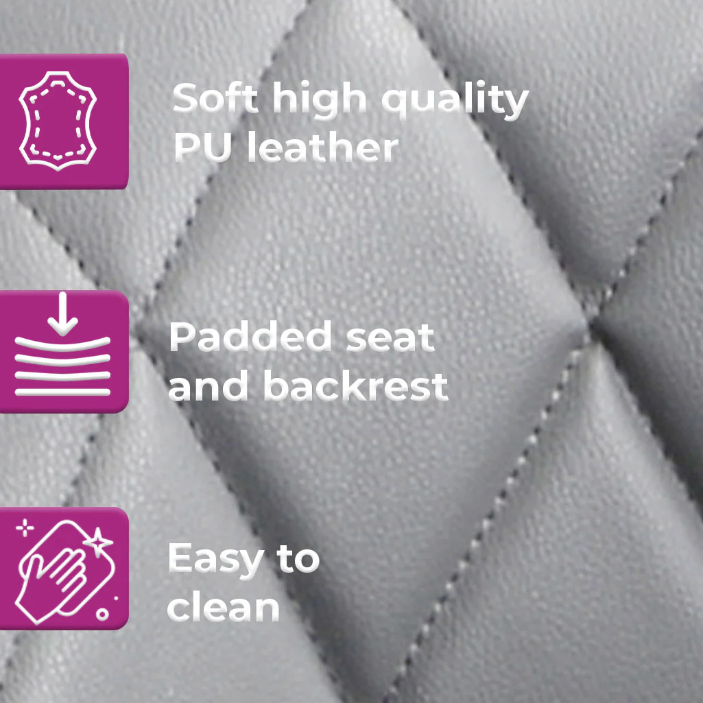 Neo Bar Stool Grey Faux Leather Black Steel Base Set of Two