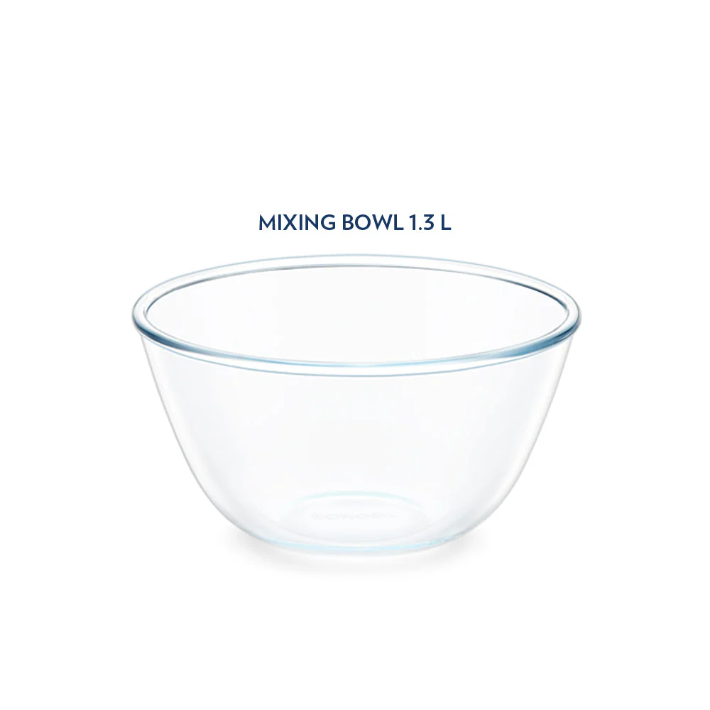 Borosil Select Mixing Bowl w Blue Lid Set of 2, 1.3L+1.3L