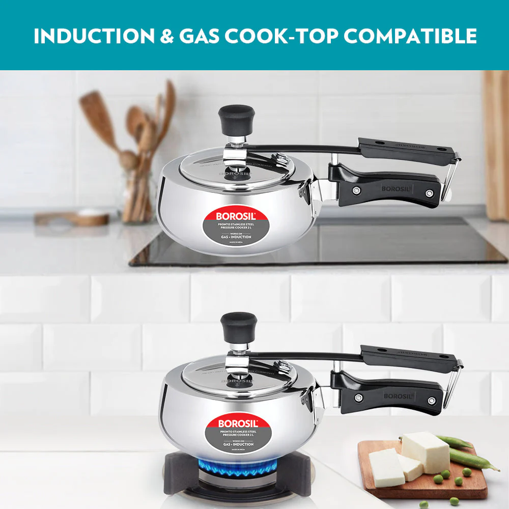 Borosil Pronto SS Pressure Cooker, 2L