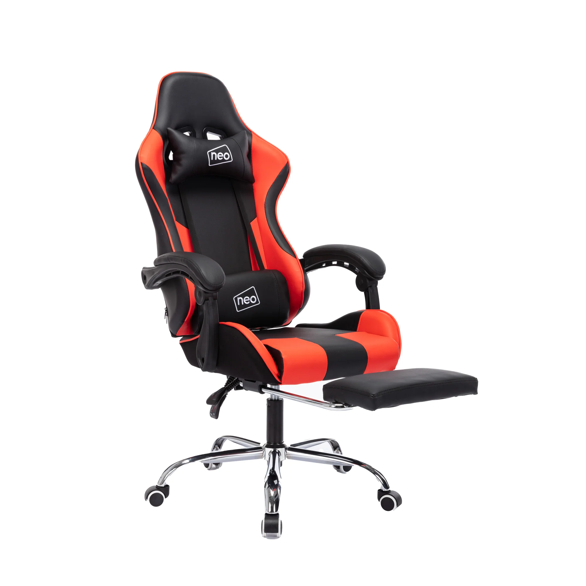 Neo Gaming Chair Red & Black Leather with Massage Function