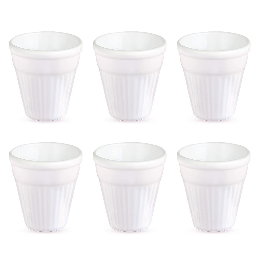 Larah By Borosil Kulhad Set, White, 200ml x 6