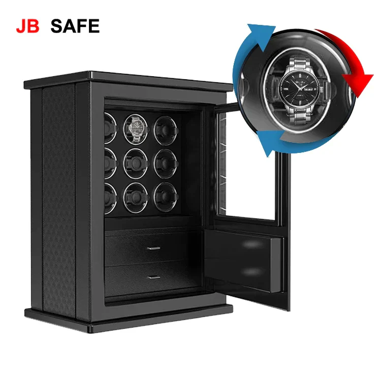 JB Watch Winder & Jewelry Safe 3 Jewelry Drawers & 6 Watch Winders