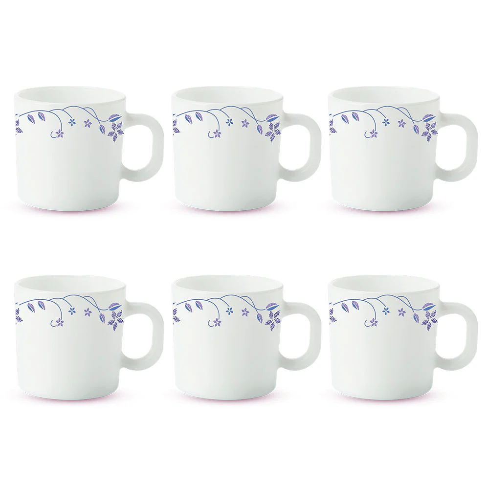Larah by Borosil Flora Mug Set, 180ml x 6