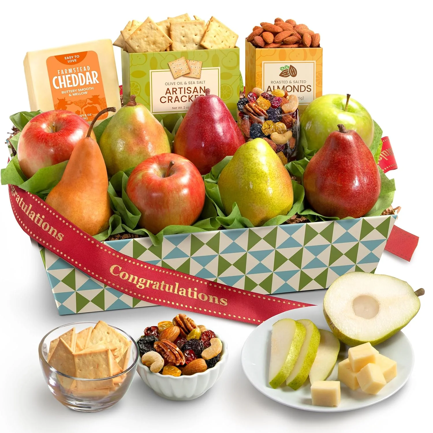 Happy Holidays Fresh Fruit Basket with Cheese and Nuts