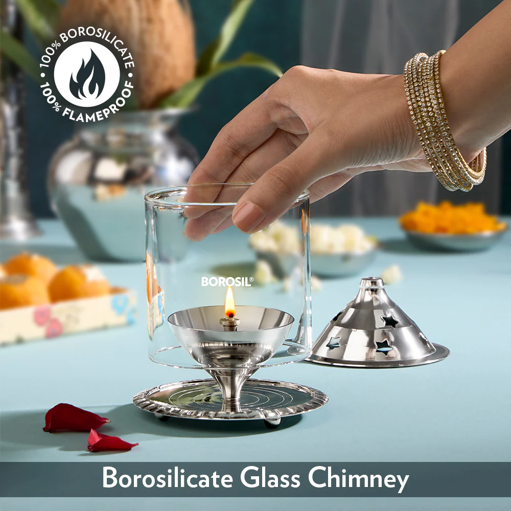 Borosil Akhand Diya, Nickel, Medium