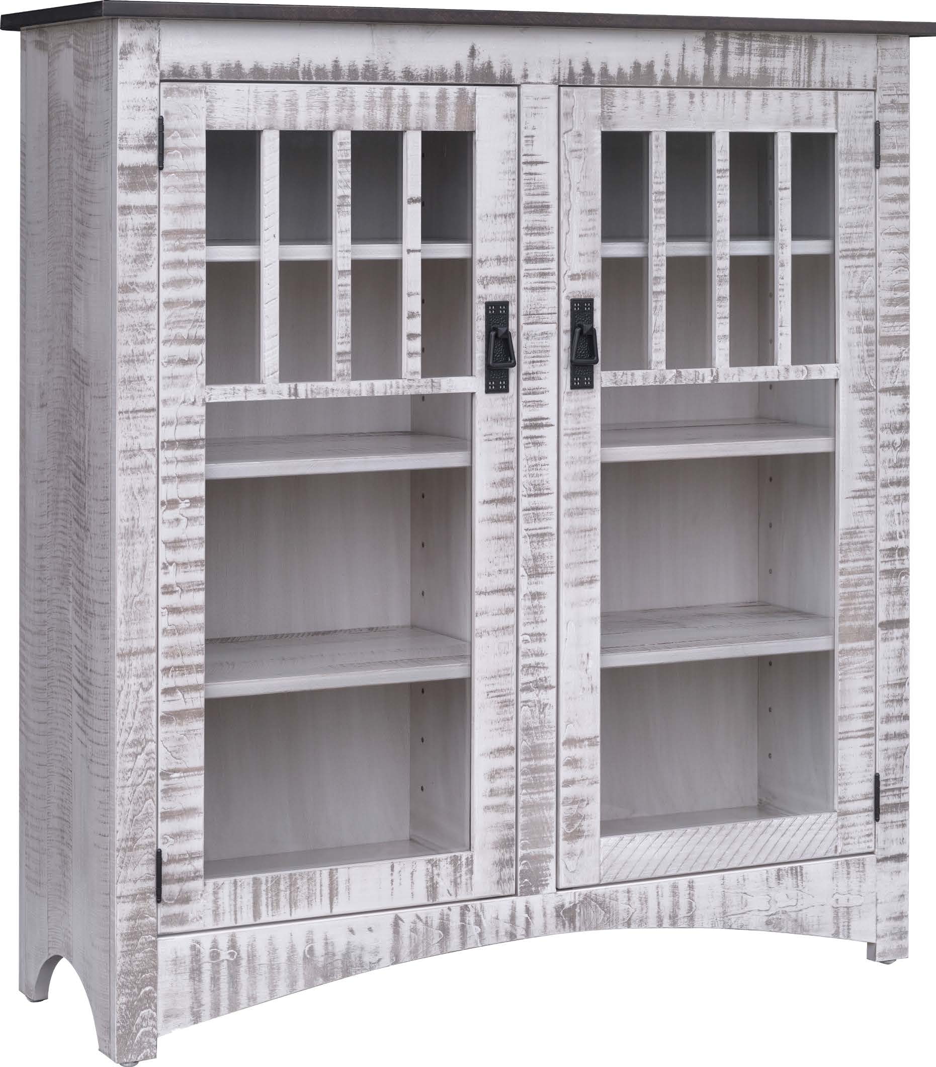 Amish Craftsman Bookcase With Two Glass Doors