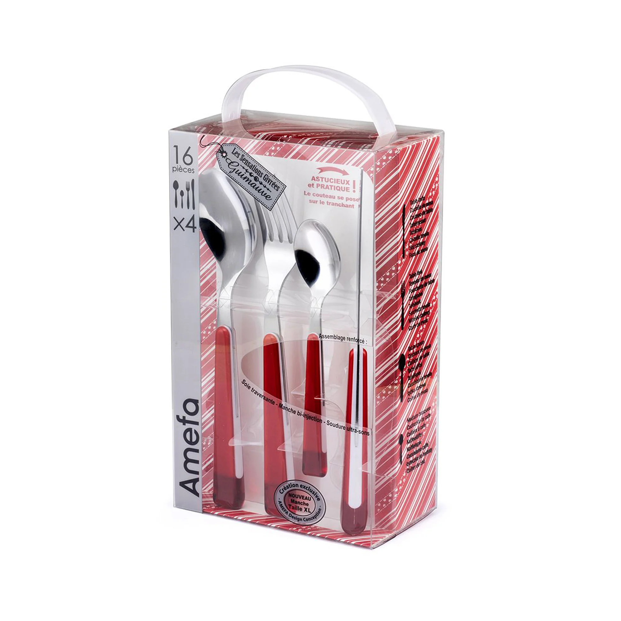 Amefa Guimauve 16 Piece Cutlery Set - Red