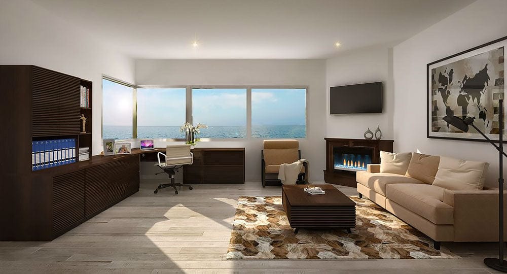 Transitional 67-in Electric Fireplace Mantel Package in Cognac