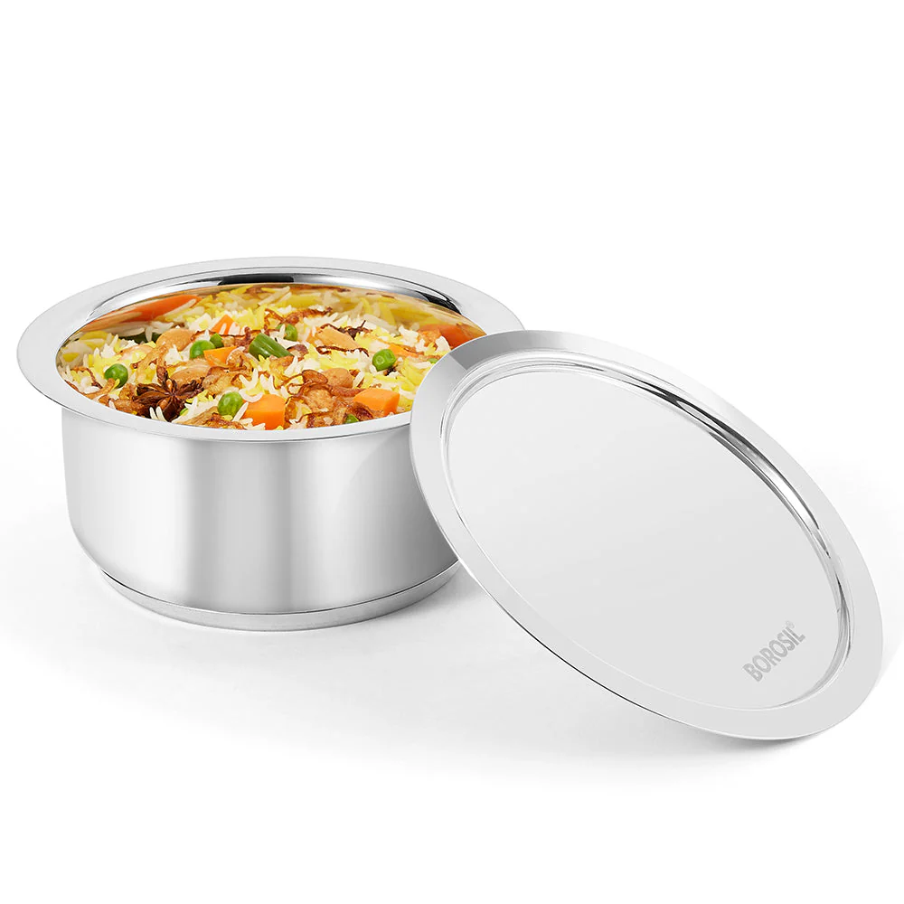 Borosil Cookfresh Impact Bonded Tri-Ply Bottom Tope + Lid, 1L/14cm