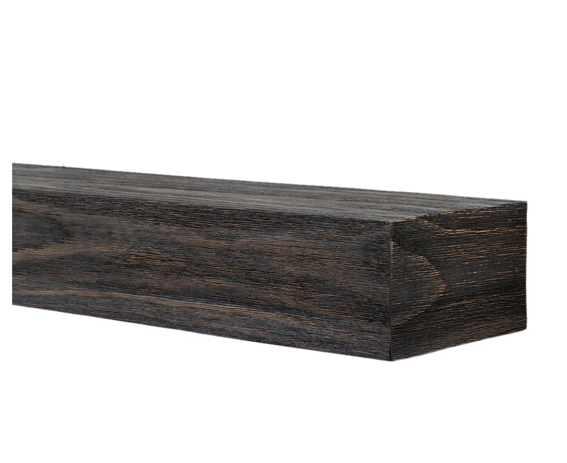 Modern Ember Stowe 72-Inch Rustic Charcoal Black Fireplace Mantel Shelf