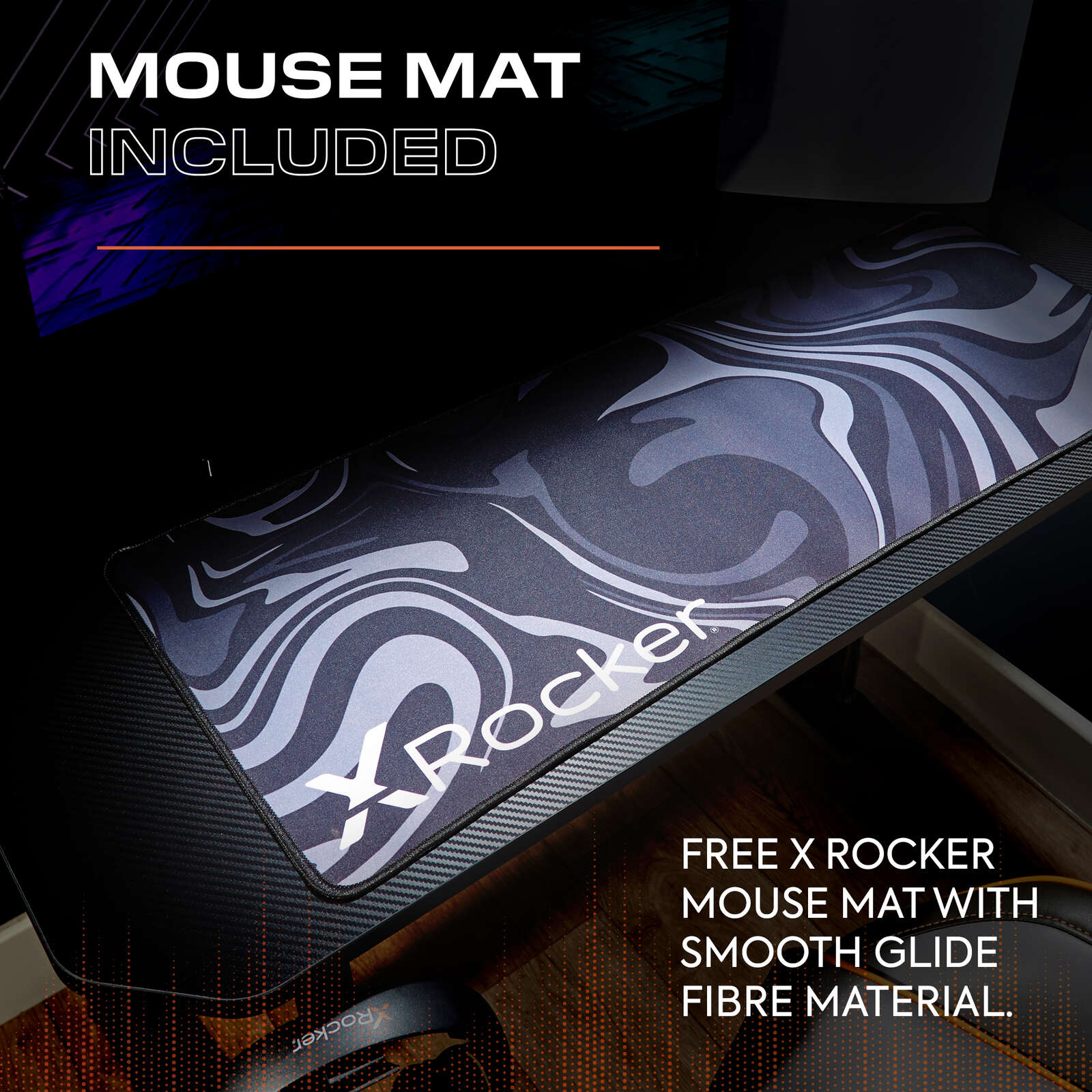 Panther 100cm Gaming Desk with Mousepad - Carbon Black