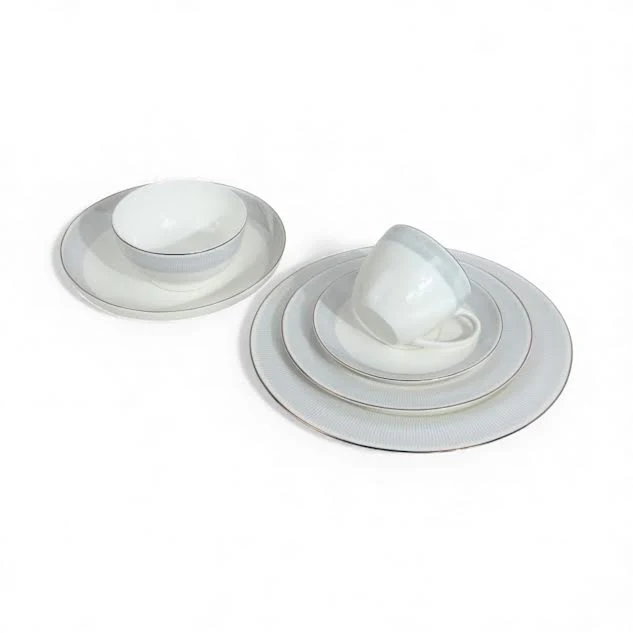 36 Piece New Bone Dinner Set White & Blue