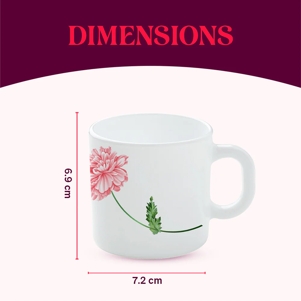 Larah by Borosil Red Mist Mug Set, 180ml x 6