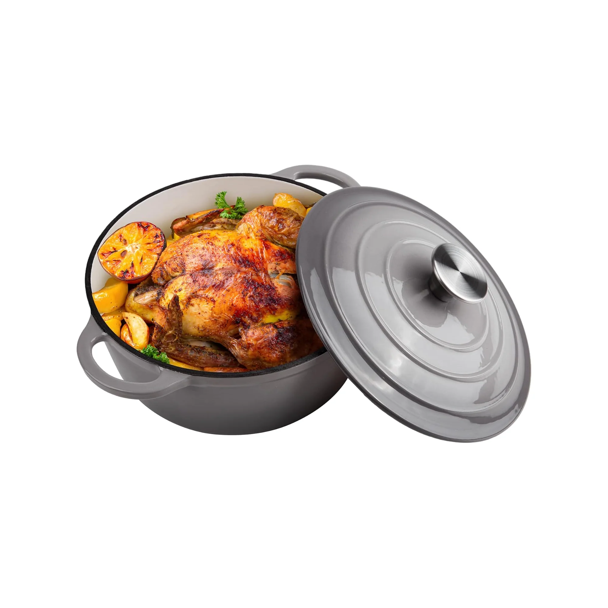 CH 24cm Cast Iron Casserole Grey