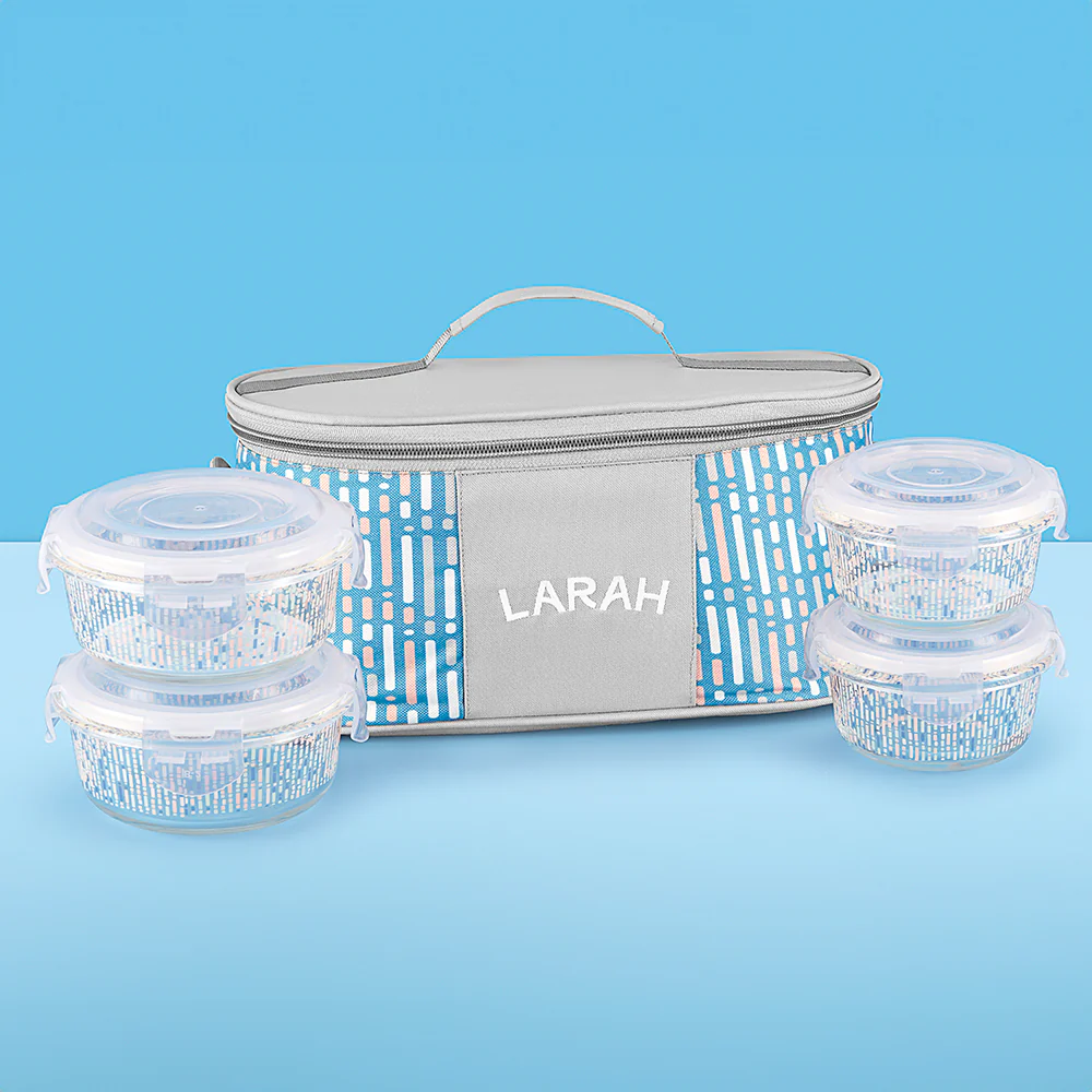 Larah Vogue Fusion Glass Lunchbox, Set of 4