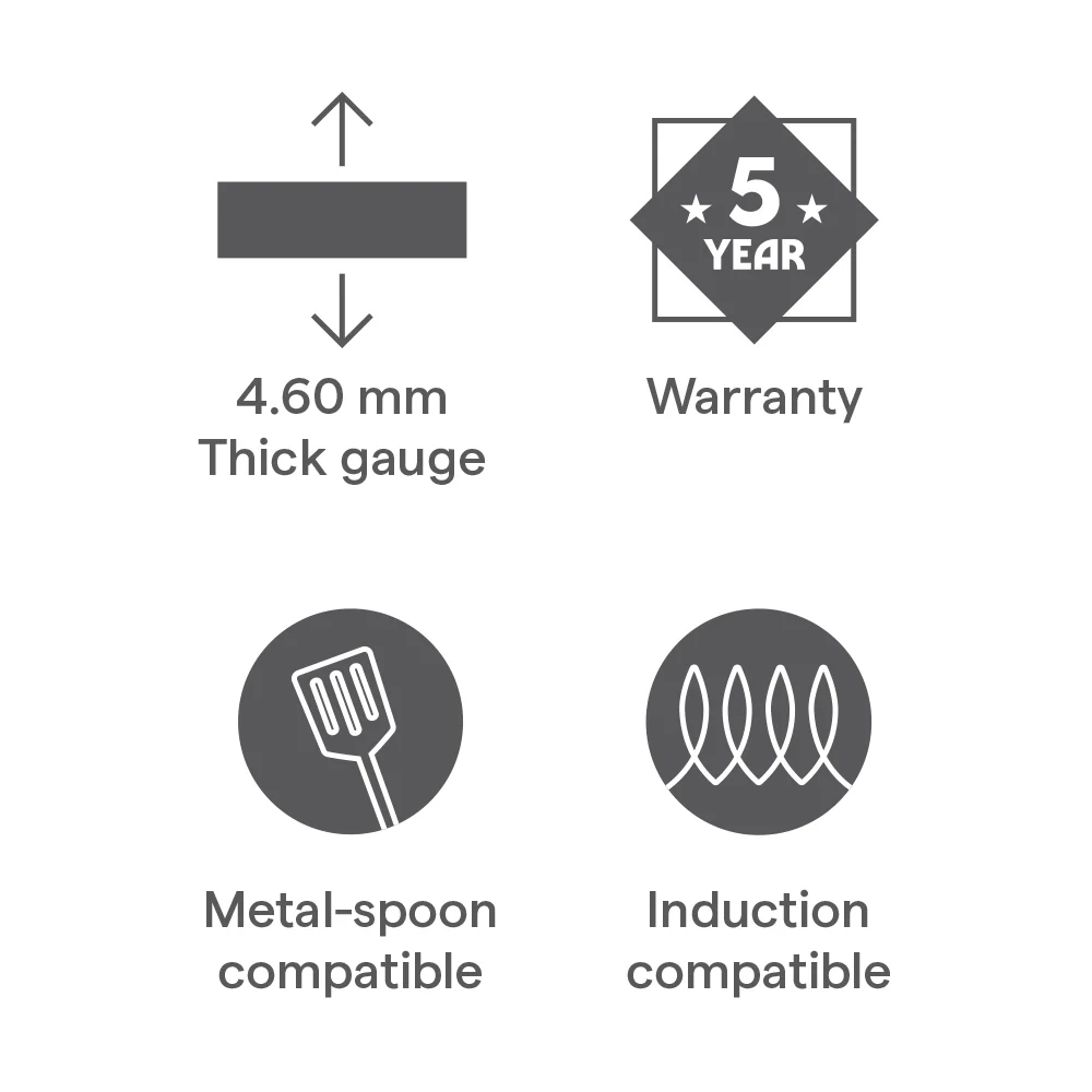 Hard Anodized Induction Base Deep Kadhai W Glass Lid, 22 cm / 2L