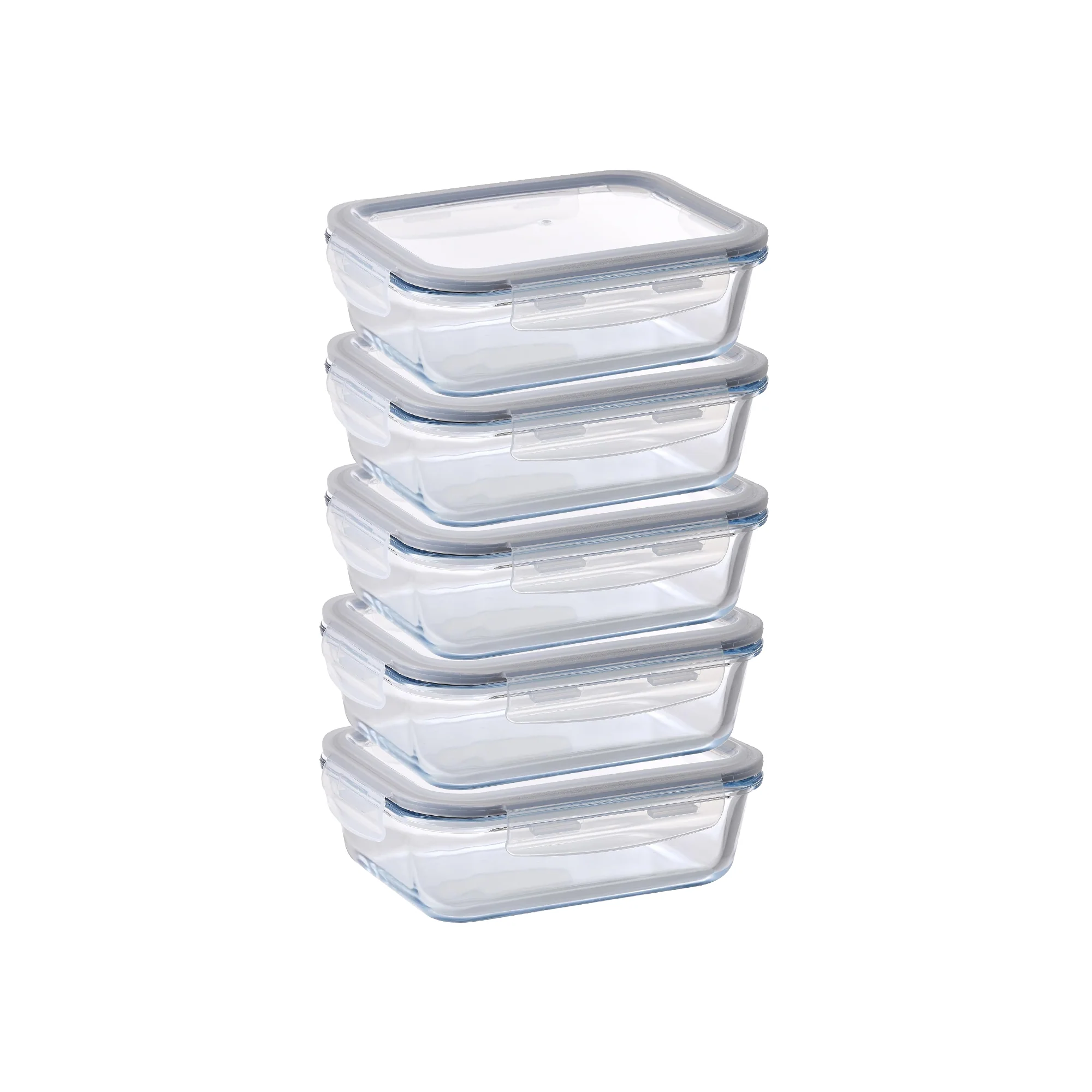 Aqua 5 Piece 1040ml Glass Food Storage Container Set Clear