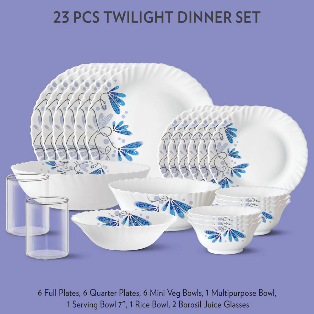 Larah by Borosil Twilight Dinner Set, 33 pc