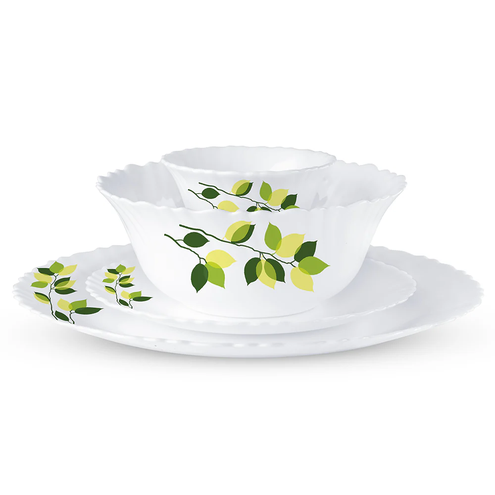 Larah by Borosil Green Leaves 47 pc Dinner Set