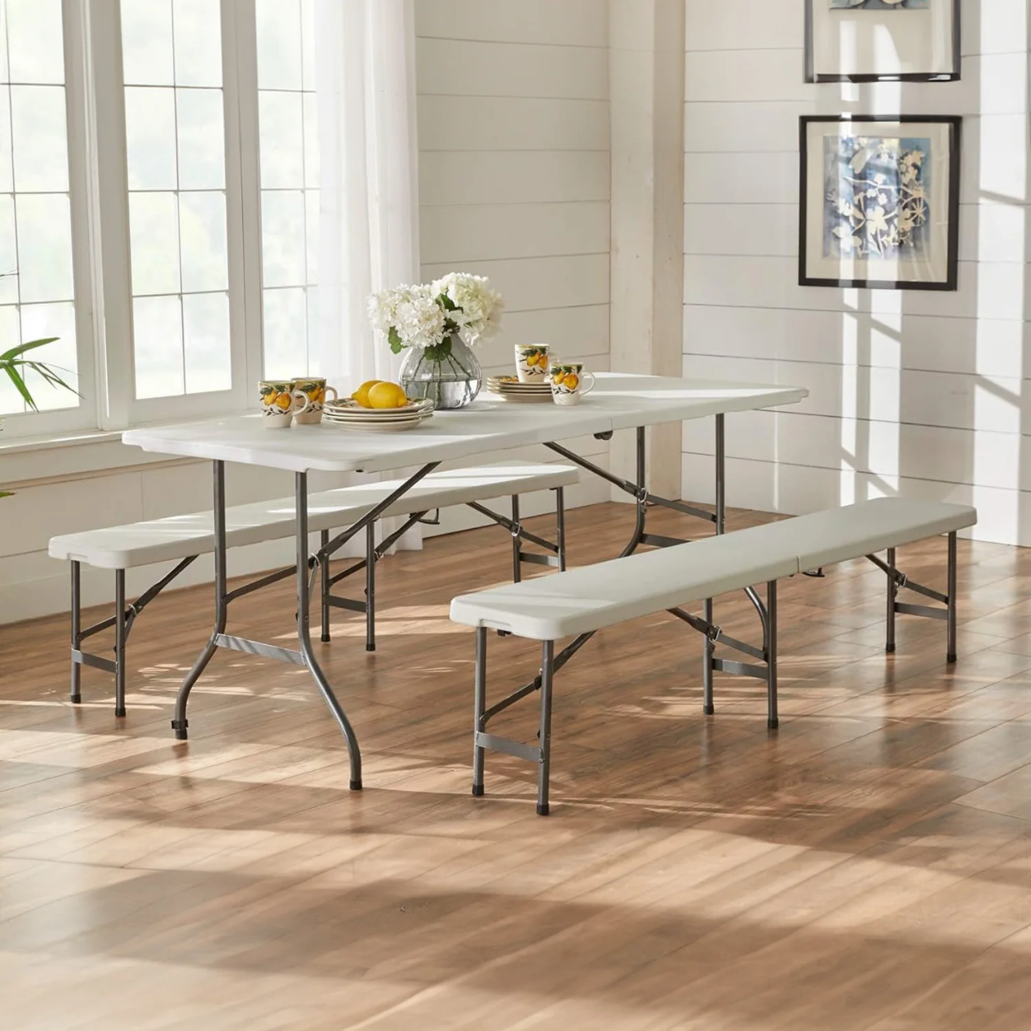 Neo Set Of Two Garden Plastic Folding Benches