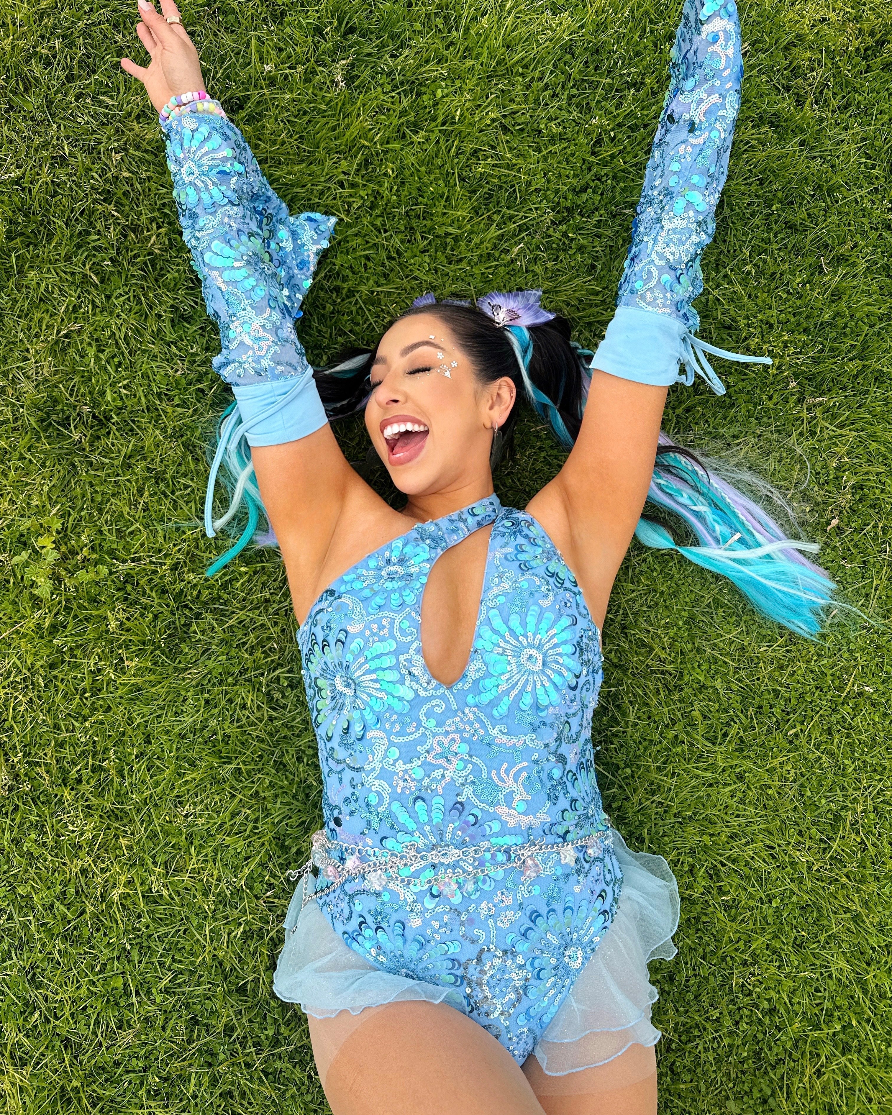 Magic Tricks Sequin Floral Bodysuit with Sleeves