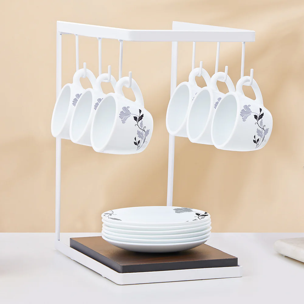 Larah by Borosil Millenia Cup n Saucer Set, 90ml x 12