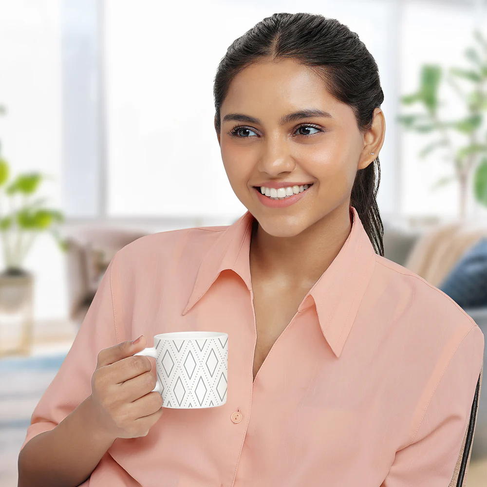 Larah by Borosil Angel Grey Mug Set, 180ml x 6