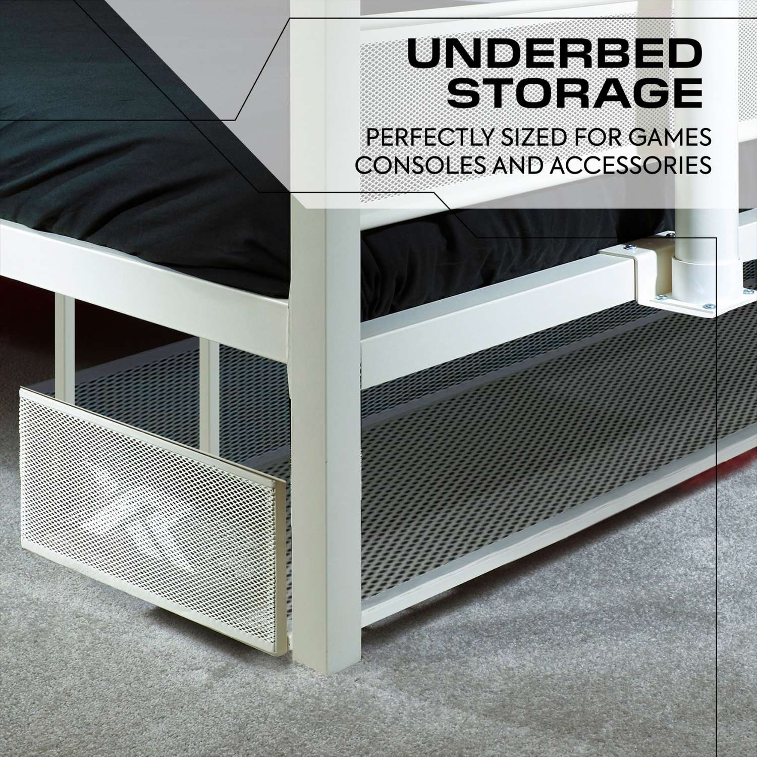 Basecamp Single Gaming TV Bed - White