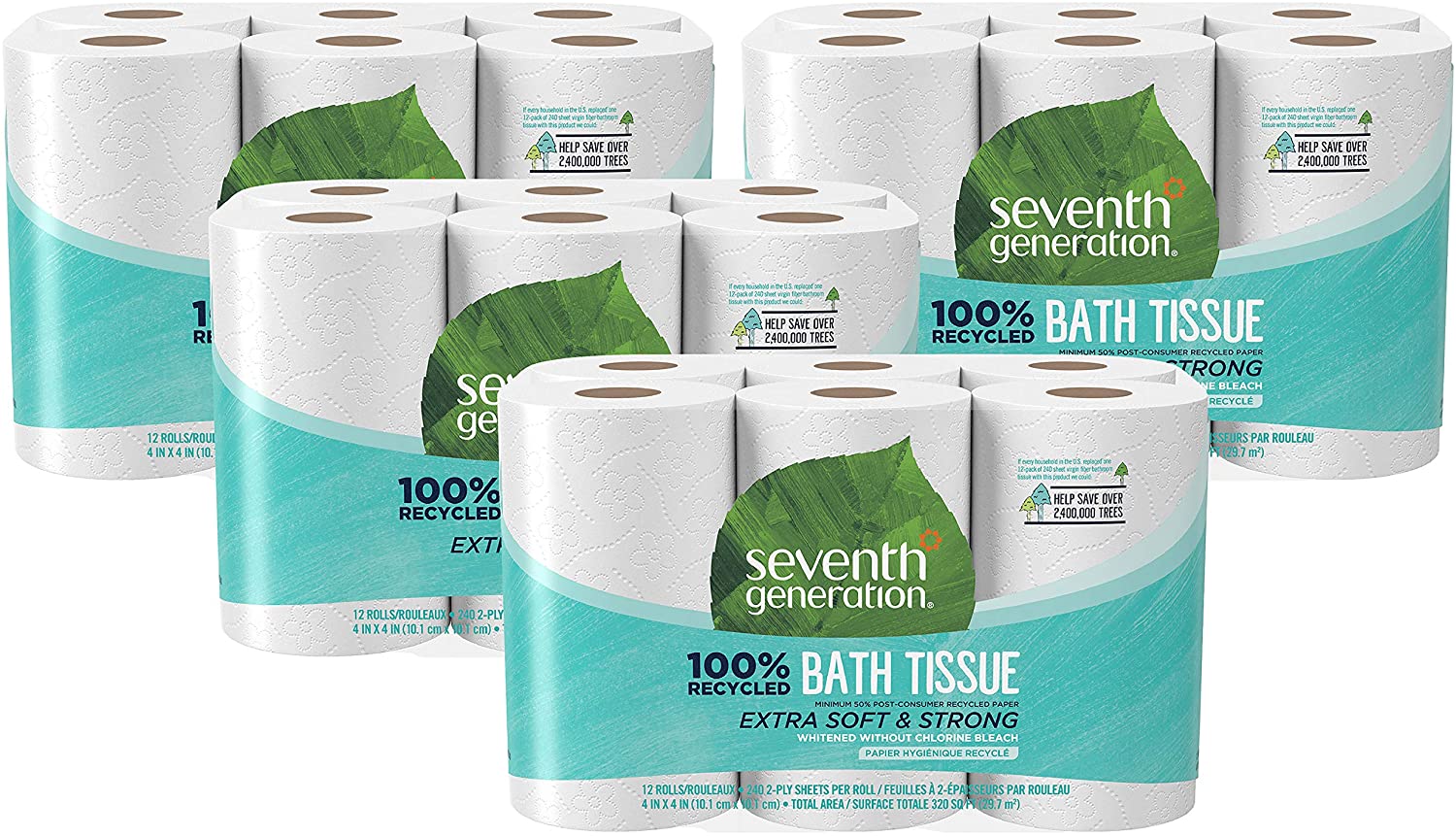 Recycled Toilet Paper 12 Rolls Pack of 4