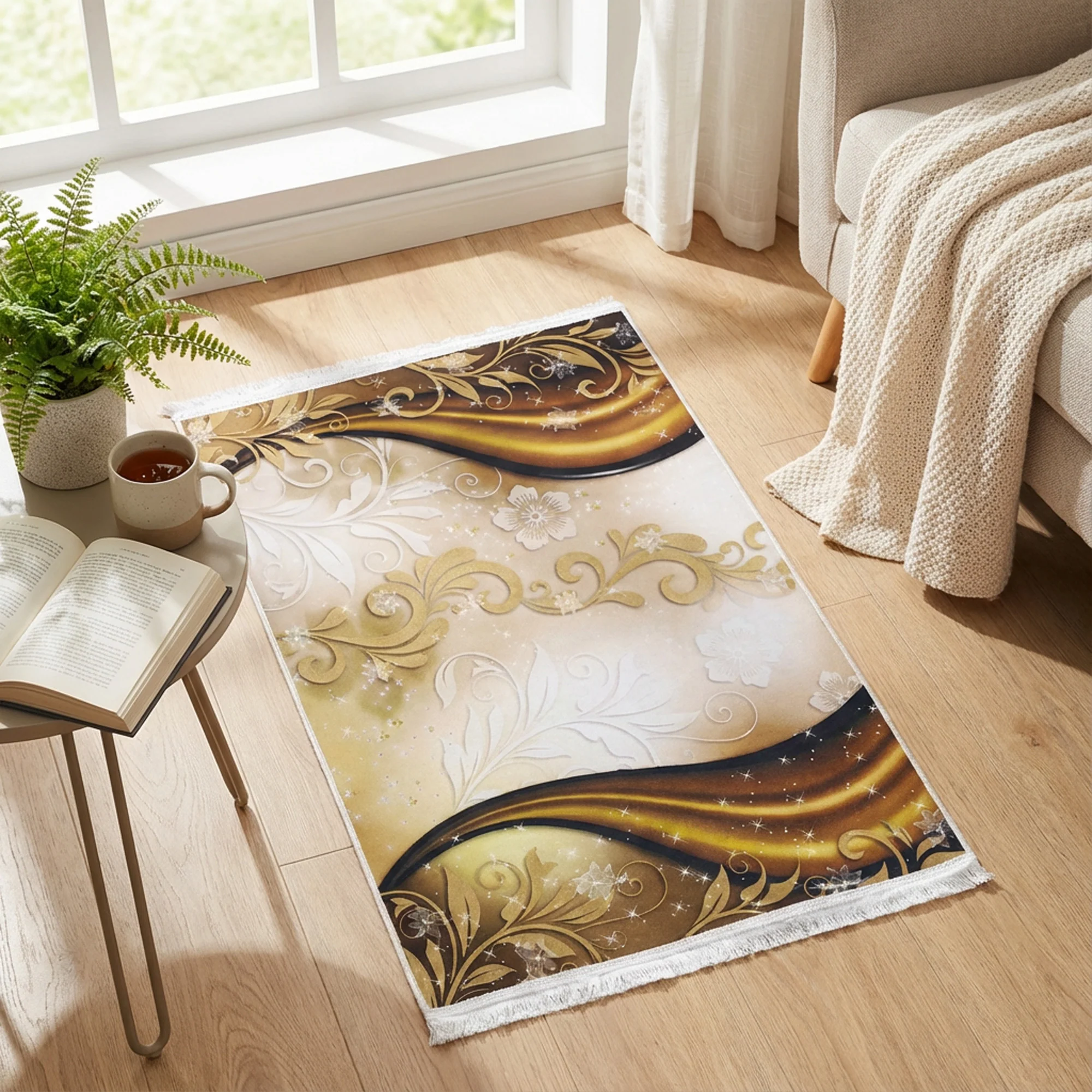 1 x 1.5m Abstract Floral & Swirl Design Carpet Multicoloured