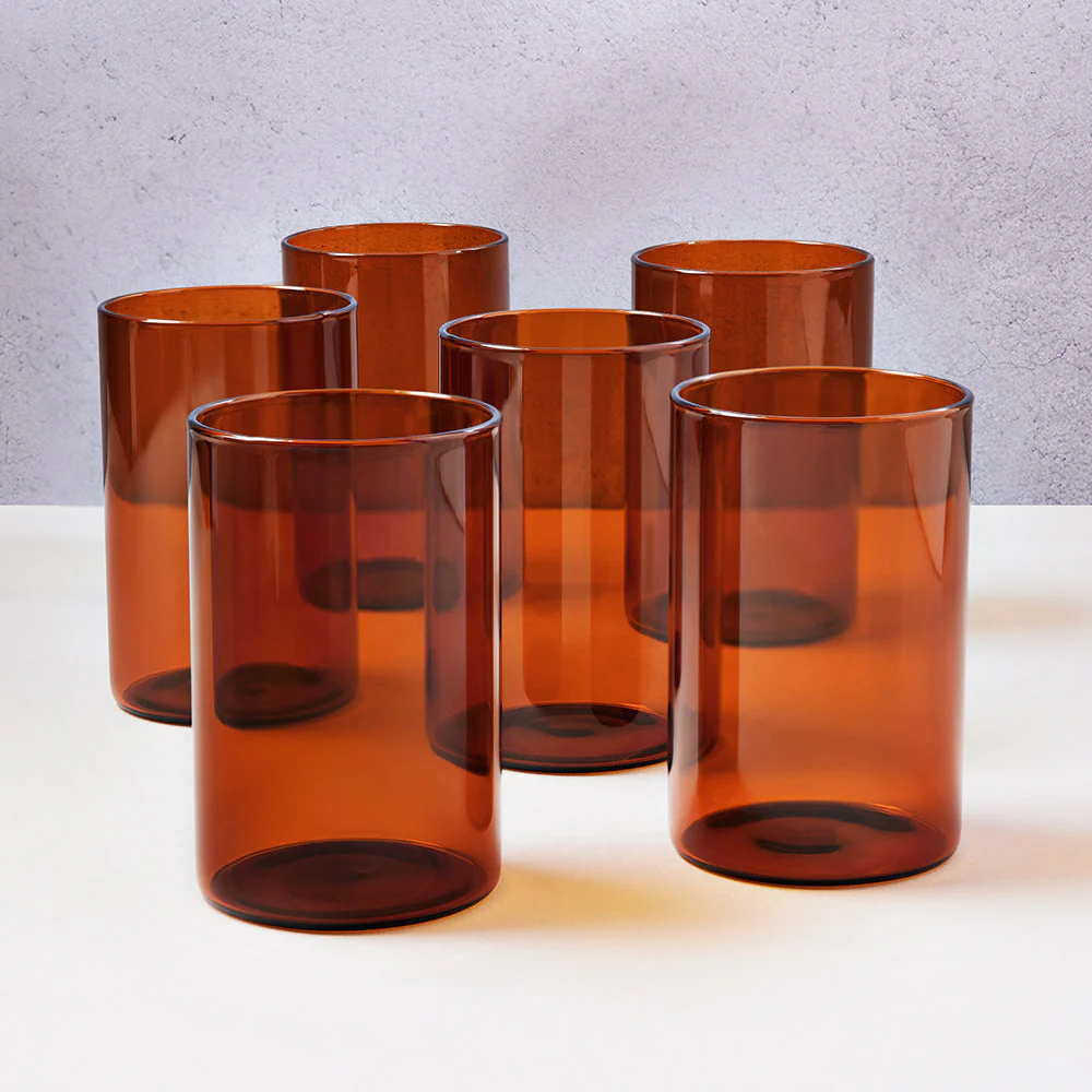 Borosil Vision Amber Glass, Set of 6, 295ml