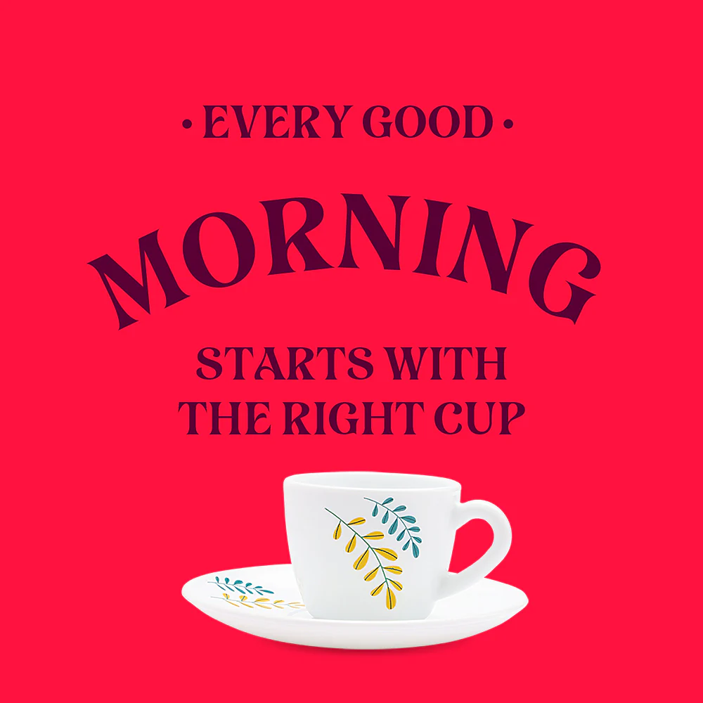 Larah by Borosil Niva Cup n Saucer Set, 90ml x 12