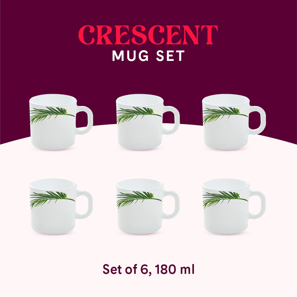 Crescent Mug Set, 180ml x 6