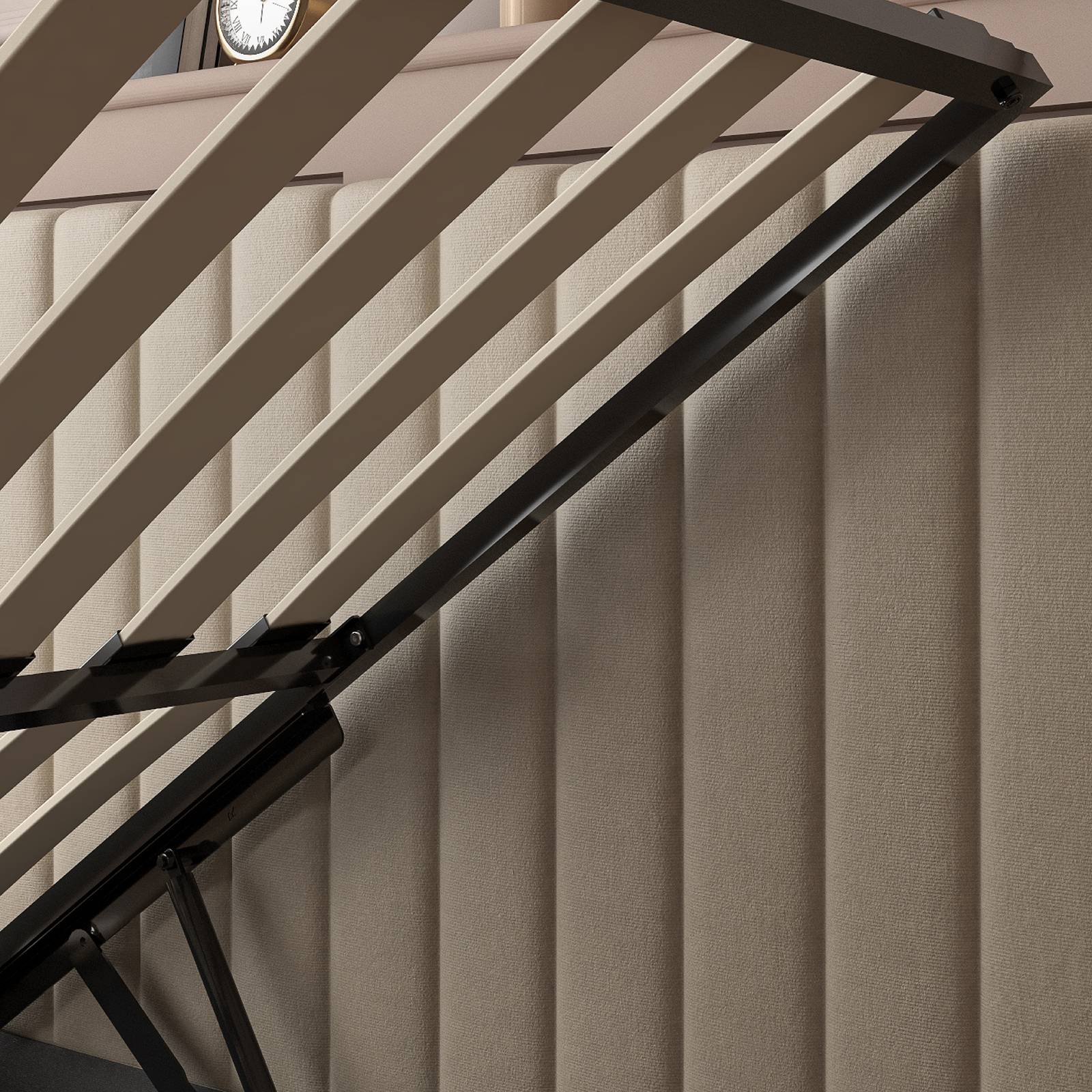 Maisie Upholstered Velvet LED Ottoman TV Bed - Natural Stone (2 Sizes)