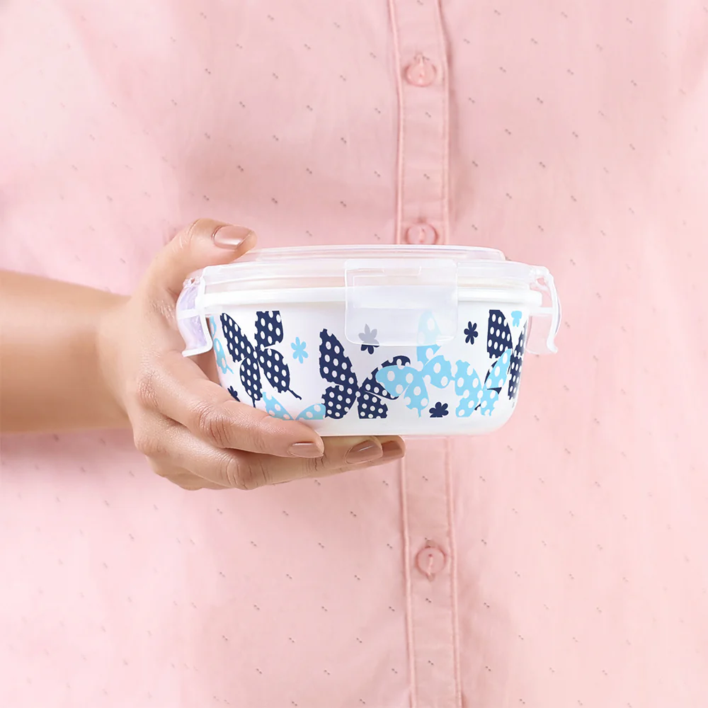 Larah by Borosil Veera Blue Lunchbox, Set of 3, Teal, 400ml