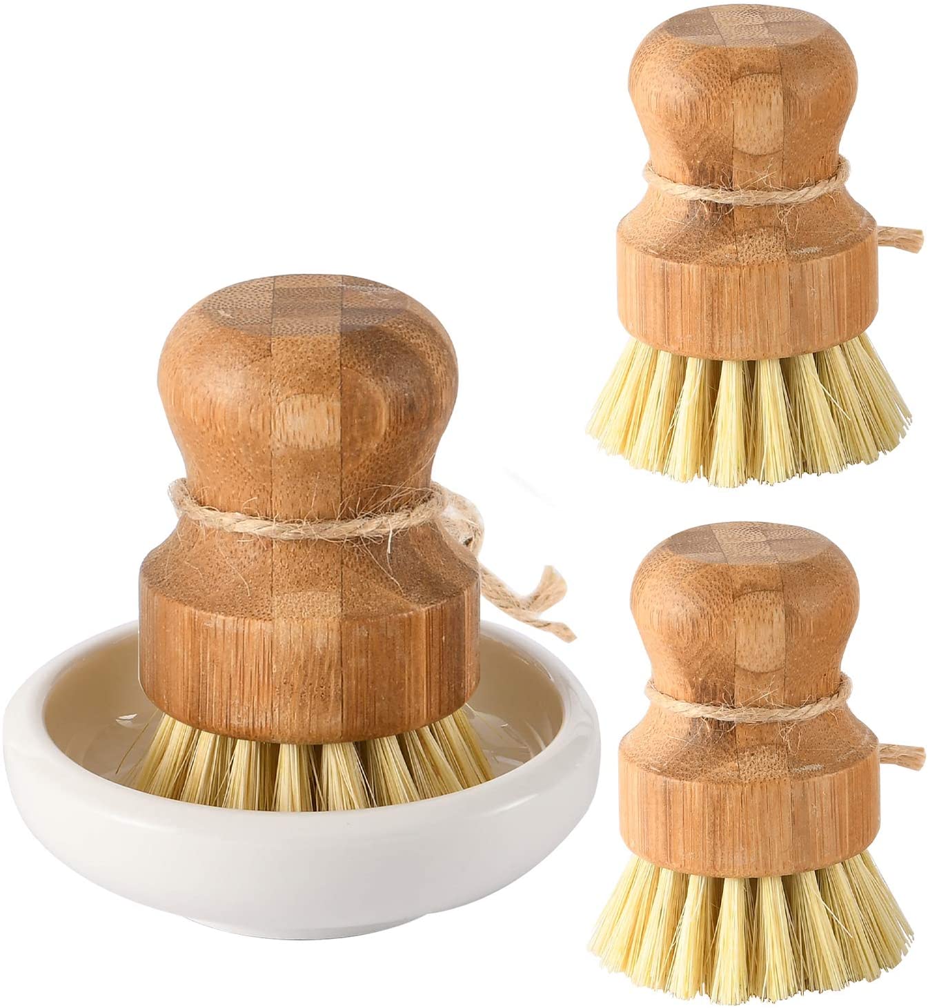 Bamboo Dish Scrub Brushes Set of 12