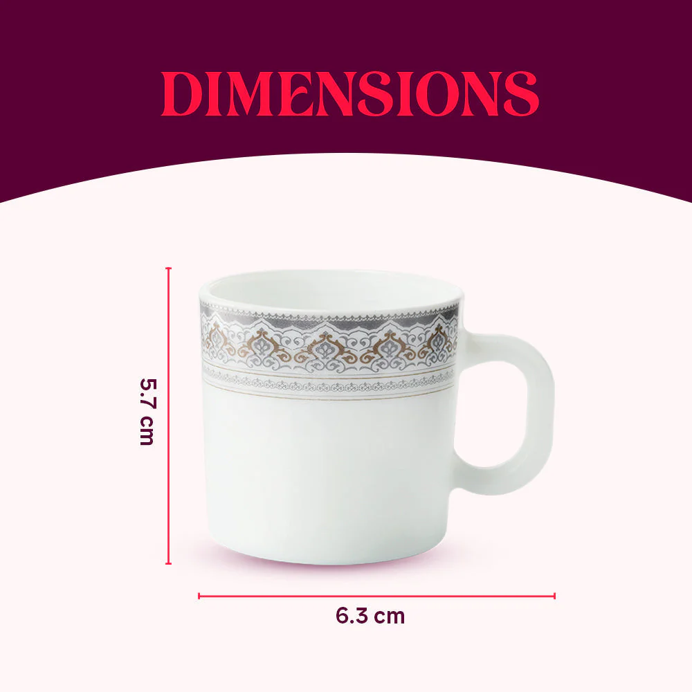 Larah by Borosil Classic Mug Set, 180ml x 6